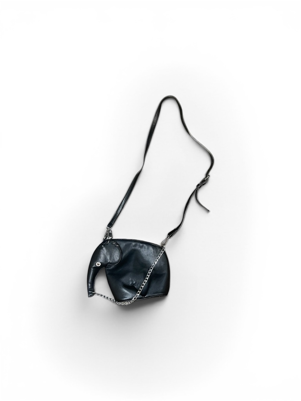 Black Elephant Crossbody Bag with Chain Accent